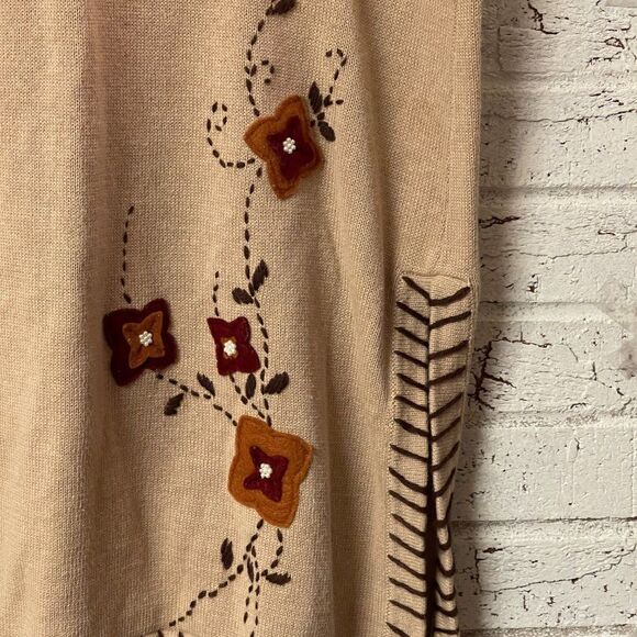 Vintage 220 Hickory Tan Fall Floral Camel Sweater Skirt Set Small - Picture 11 of 16